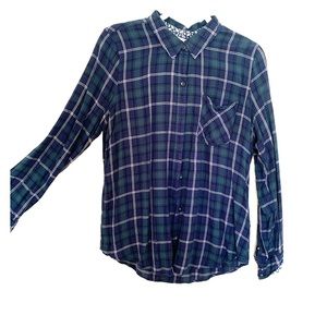 Plaid Button Up Blouse